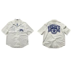 New Versace White Medusa Logo Camp Shirt Mens Size 50IT